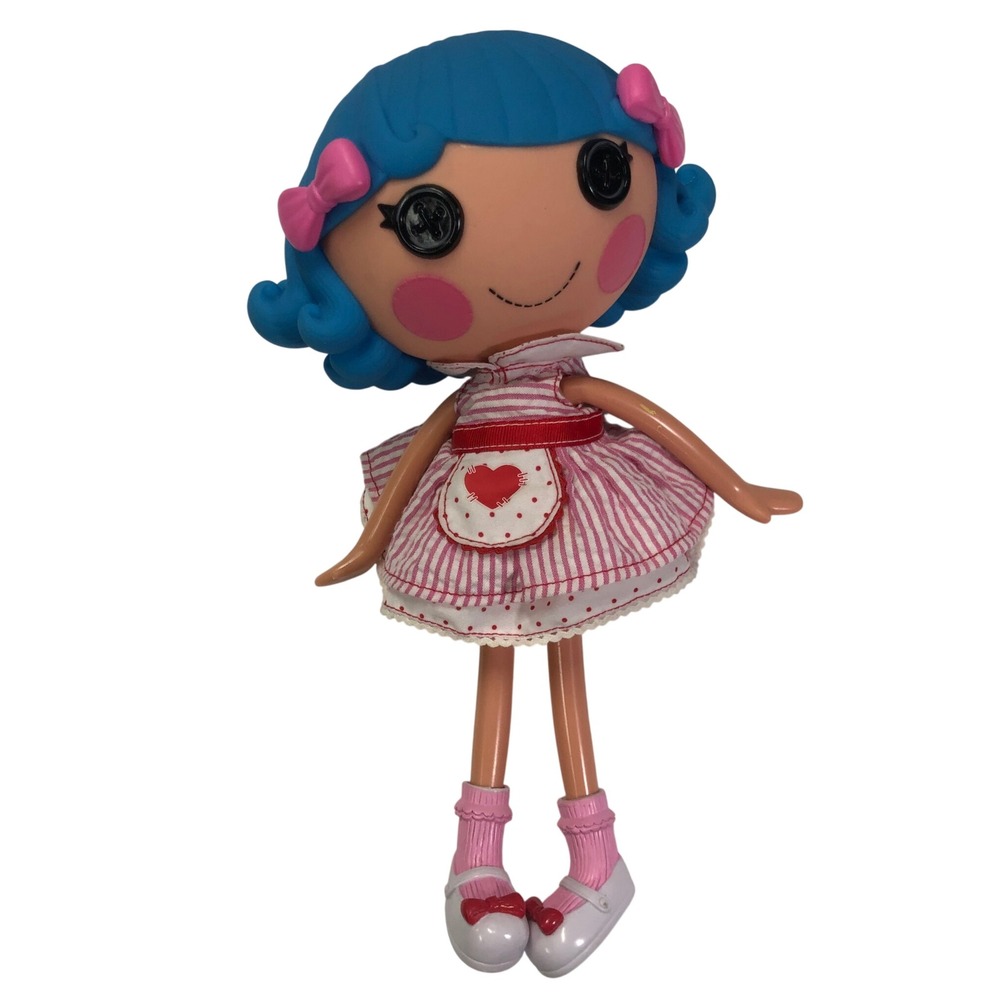 Lalaloopsy Mittens Fluff 'N' Stuff Doll Blue Hair Pink Striped Dress Button Eyes